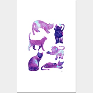 Galaxy Cats Pattern - Pink & Purple Posters and Art